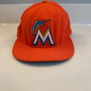 Authentic New Era 59Fifty Florida Miami Marlins Orange Hat 7 & 3/8 MLB